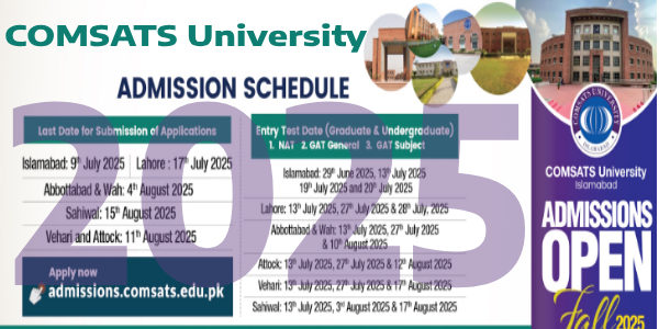COMSATS University Admission Schedule 2025.